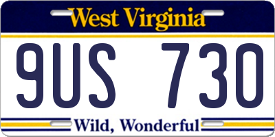 WV license plate 9US730