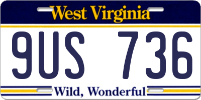 WV license plate 9US736