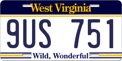 WV license plate 9US751