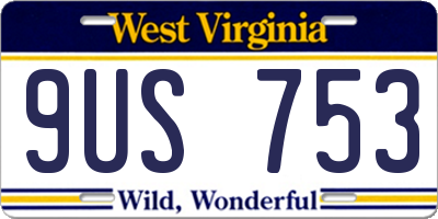WV license plate 9US753