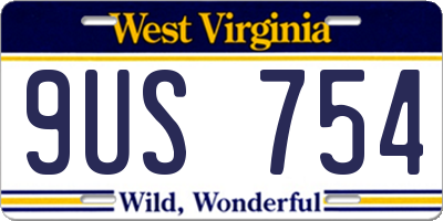WV license plate 9US754