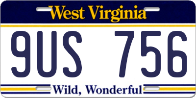 WV license plate 9US756