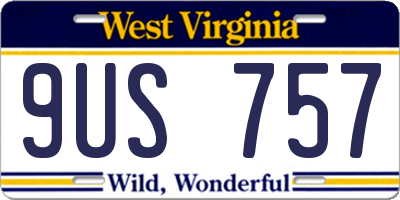 WV license plate 9US757