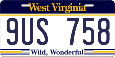 WV license plate 9US758