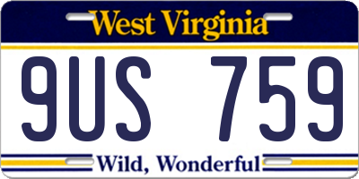 WV license plate 9US759