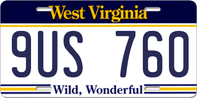 WV license plate 9US760