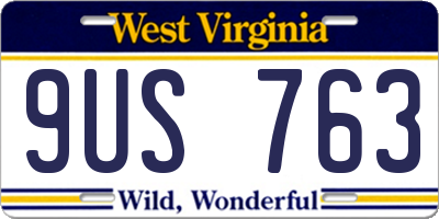 WV license plate 9US763