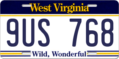 WV license plate 9US768
