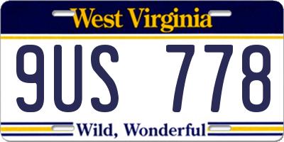 WV license plate 9US778