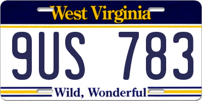 WV license plate 9US783