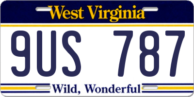WV license plate 9US787