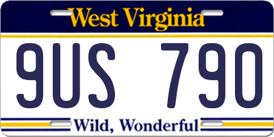 WV license plate 9US790