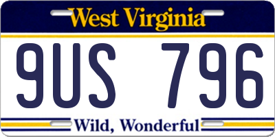 WV license plate 9US796