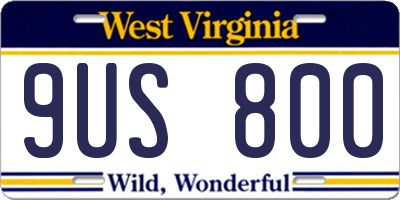 WV license plate 9US800