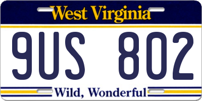 WV license plate 9US802