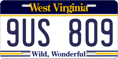 WV license plate 9US809