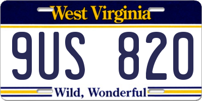 WV license plate 9US820