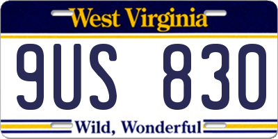WV license plate 9US830