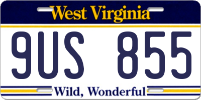 WV license plate 9US855