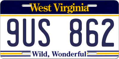 WV license plate 9US862
