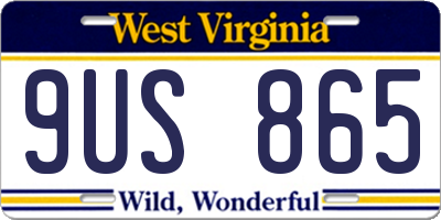 WV license plate 9US865