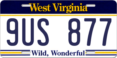 WV license plate 9US877