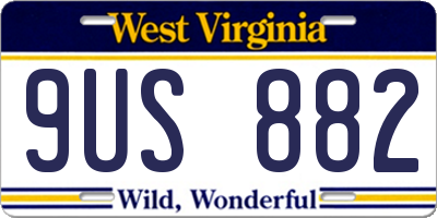 WV license plate 9US882