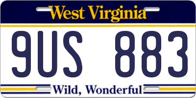 WV license plate 9US883