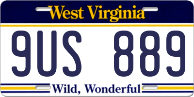 WV license plate 9US889