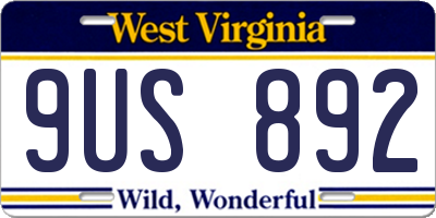 WV license plate 9US892