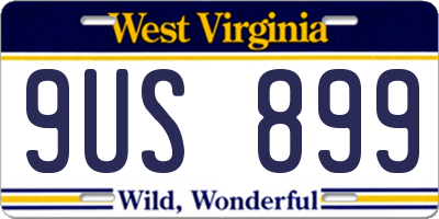 WV license plate 9US899