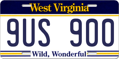 WV license plate 9US900