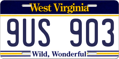 WV license plate 9US903