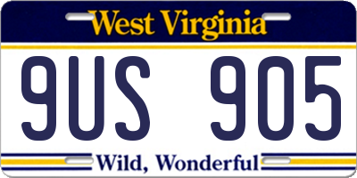 WV license plate 9US905