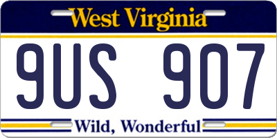 WV license plate 9US907