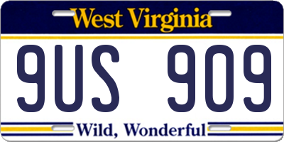WV license plate 9US909