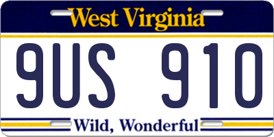 WV license plate 9US910