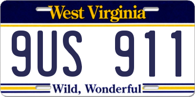 WV license plate 9US911