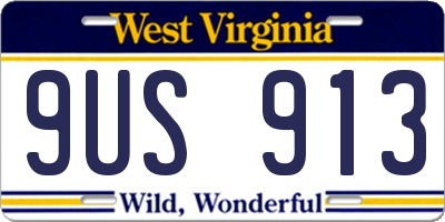 WV license plate 9US913