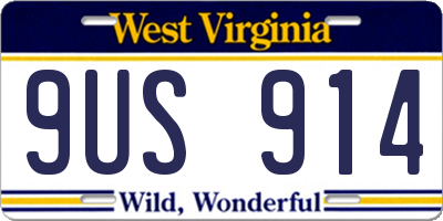 WV license plate 9US914