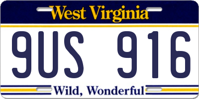 WV license plate 9US916