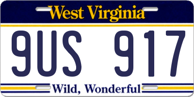WV license plate 9US917