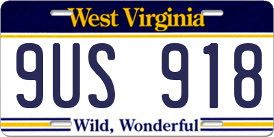 WV license plate 9US918
