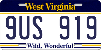WV license plate 9US919