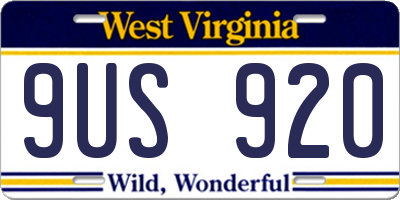 WV license plate 9US920