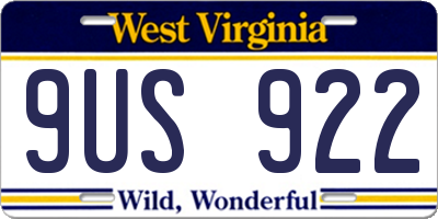 WV license plate 9US922