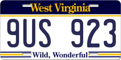 WV license plate 9US923