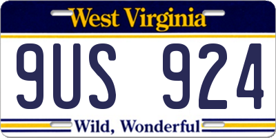 WV license plate 9US924