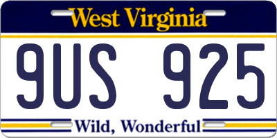 WV license plate 9US925