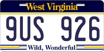 WV license plate 9US926